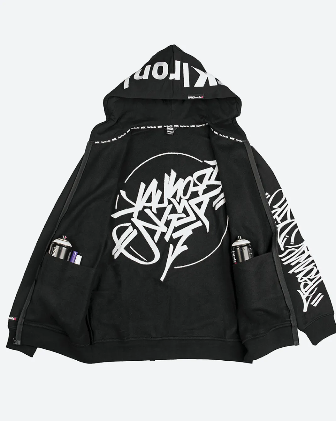 DGK x Ironlak Tag Zip-Up Embroidered Hooded Fleece